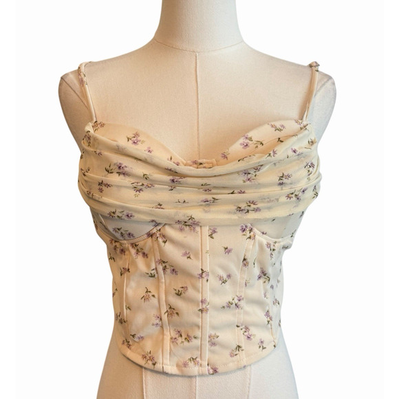 Iris Y2K Coquette Crop Top Womens Size L Ruffled Pointelle Milkmaid Romantic - Picture 1 of 8